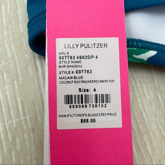 Lilly Pulitzer Macaw Blue Coconut Row Bari Bikini Top size 2, 4 - Picture 5 of 7